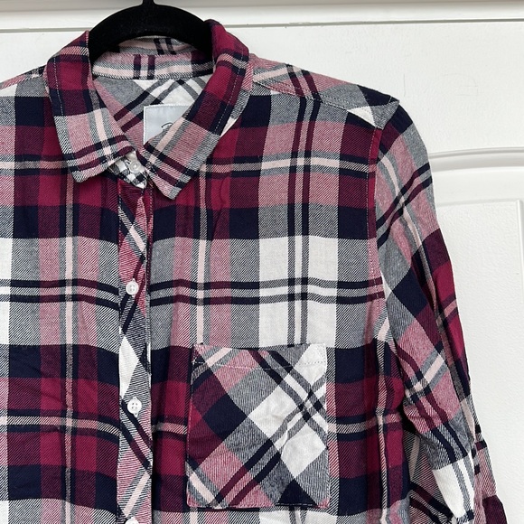 Rails Hunter Plaid Shirt in Lychee Navy White Sz M - Picture 6 of 9